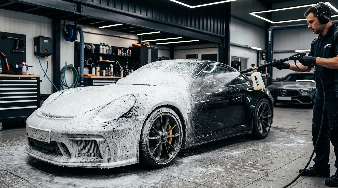 Foam Cannon on Sports Car